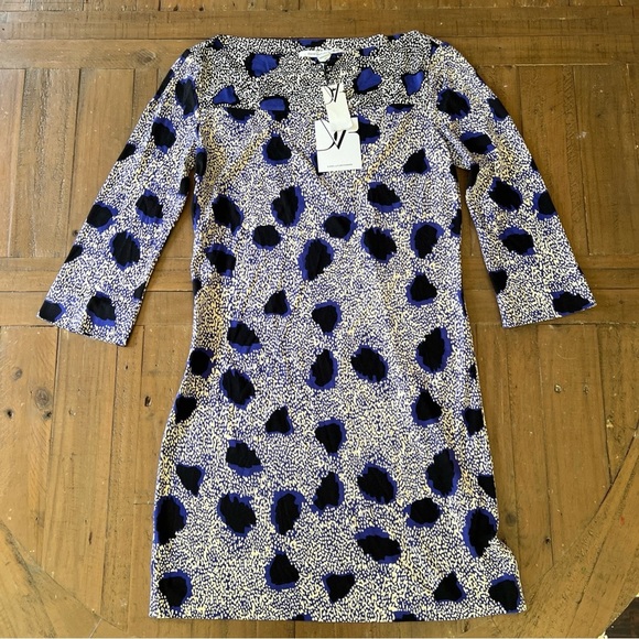 Diane Von Furstenberg Ruri Cheetah Island Silk Shift Dress Size 6 NWT Mini - Picture 2 of 10